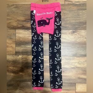 Lazy One leggings beach bum bottoms whale anchor‎ graphics size 6 cute